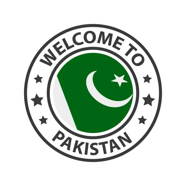 Welkom Pakistan Verzameling Van Welkomsticonen Stempel Welkom Bij Met Zwaaiende — Stockvector