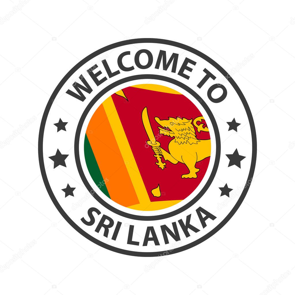 Welcome to Sri Lanka. Collection of welcome icons. Stamp welcome to with waving country flag