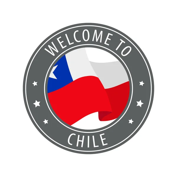 チリへようこそ 国の旗を振って灰色のスタンプ ようこそアイコンのコレクション — ストックベクタ