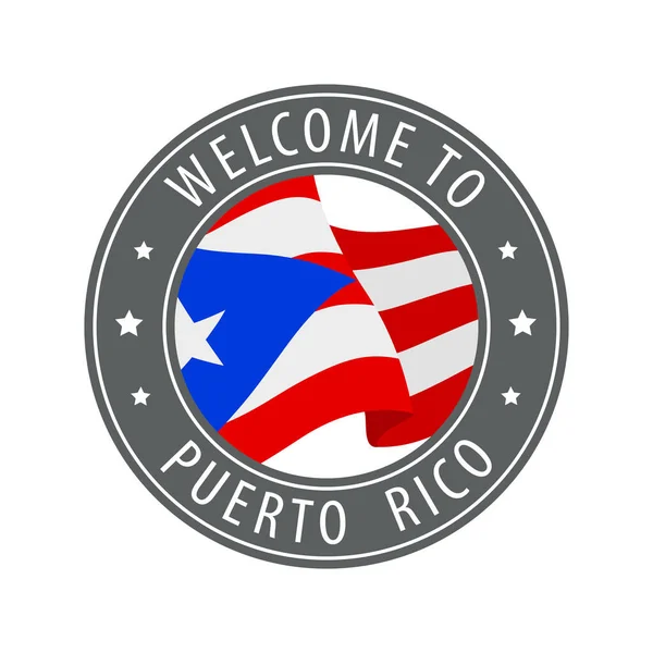 Bienvenido Puerto Rico Sello Gris Con Una Bandera Del País — Archivo Imágenes Vectoriales