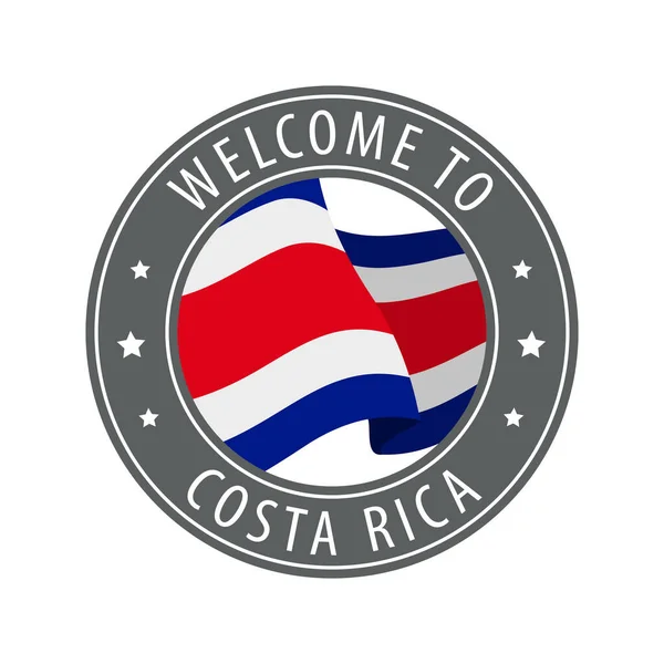 Bienvenido Costa Rica Sello Gris Con Una Bandera Del País — Vector de stock