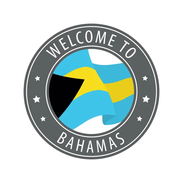 Bienvenido Bahamas Sello Gris Con Una Bandera Del País Ondeando — Vector de stock