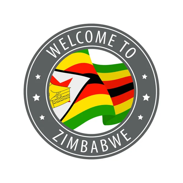 짐바브웨에 환영합니다 흔들어 깃발을 아이콘 — 스톡 벡터