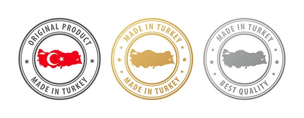 Made in Turkey - Komplettserie mit Landkarte und Flagge. Beste Qualität. Originalprodukt. — Stockvektor