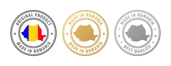 Made Romania Set Stamps Map Flag Best Quality Original Product — Stock Vector