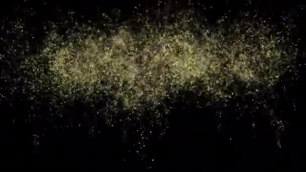 Goldstaubpartikel Fallen Langsam Staubpartikel Hintergrund Bokeh Lichter Hintergrund Auf Schwarzem — Stockvideo