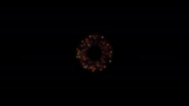 Parıldayan kare ışıkları olan soyut fütüristik bilim kurgu tüneli. Canlandırılmış grafikler, kırmızı, mavi, beyaz, parlak ışıklar.