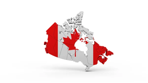 白底加拿大国旗形国家地图 — 图库照片