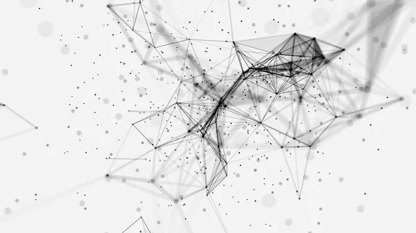 Network structure of black dots and lines on white. Abstract connection design. — Stock Photo, Image