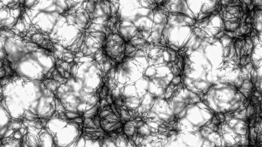 Soyut, yırtık pırtık ve evrimleşen bir şekil örümcek ağını anımsatıyor. 3B görüntüleme