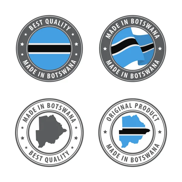 Made Botswana Set Labels Stamps Badges Botswana Map Flag Best — Stock Vector