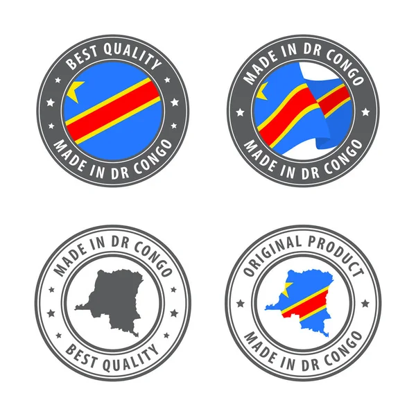 Made Democratic Republic Congo Set Labels Stamps Badges Congo Map — Stock Vector