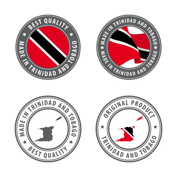 Made Trinidad Tobago Set Labels Stamps Badges Trinidad Tobago Map — Stock Vector