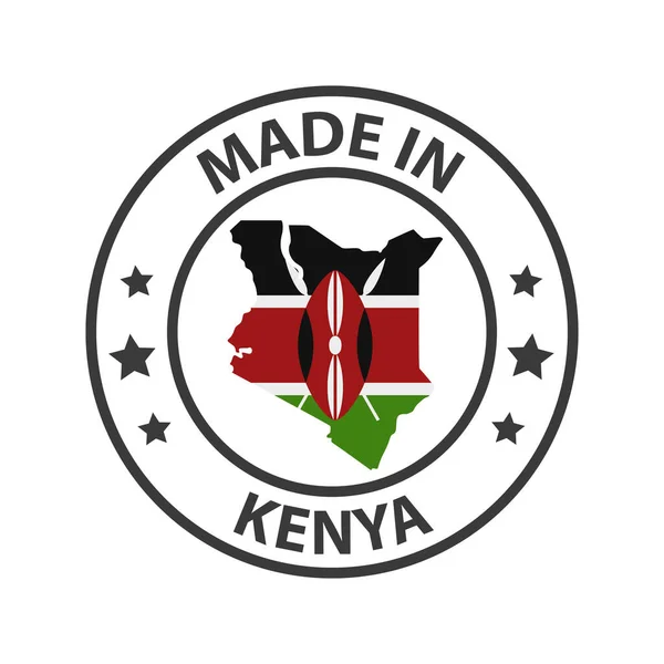 Kenya Ikonundan Yapılmış Ülke Haritasıyla Damgalanmış — Stok Vektör