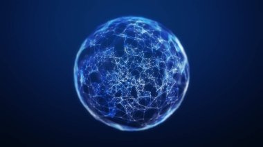 Mavi Plexus Küre Kablo-çerçeve Teknoloji Arkaplanı. 3B görüntüleme.