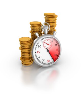 Sikke ve beyaz bir arka planda kronometre.