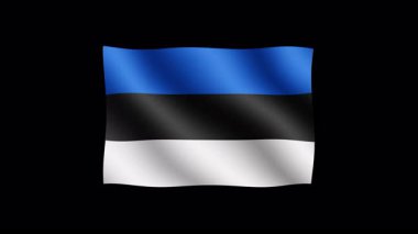 Estonya - Şeffaf arkaplanda bayrak sallamanın yüksek kaliteli animasyonu. Kusursuz animasyon.