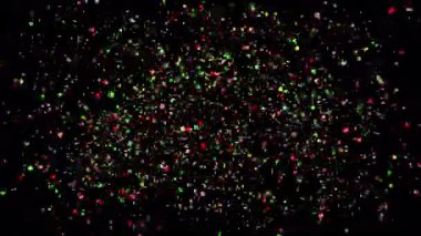 Konfeti Patlaması. Şeffaf arkaplanda renkli konfetilerin canlandırılması.