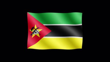 Mozambik - Şeffaf arkaplanda bayrak sallamanın yüksek kaliteli animasyonu. Kusursuz animasyon.