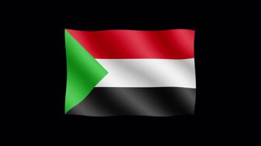 Sudan - Şeffaf arkaplanda bayrak sallamanın yüksek kaliteli animasyonu. Kusursuz animasyon.