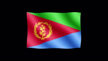 Eritre - Şeffaf arkaplanda bayrak sallamanın yüksek kaliteli animasyonu. Kusursuz animasyon.