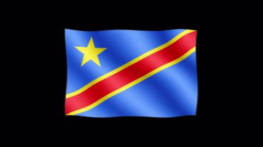 Demokratik Kongo Cumhuriyeti - Şeffaf arkaplanda bayrak sallamanın yüksek kaliteli animasyonu. Kusursuz animasyon.