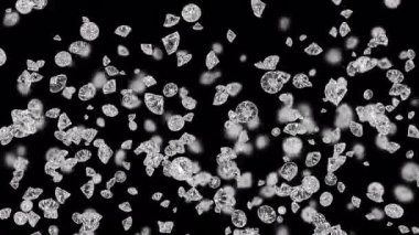 Şeffaf Bir Arkaplanda Uçan Parıldayan Gemtaşlarının Patlaması.