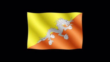 Butan - Şeffaf arkaplanda bayrak sallamanın yüksek kaliteli animasyonu. Kusursuz animasyon.