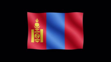 Moğolistan - Şeffaf arkaplanda bayrak sallamanın yüksek kaliteli animasyonu. Kusursuz animasyon.