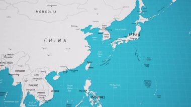 Japonya ve dünya haritasındaki diğer Asya ülkeleri.