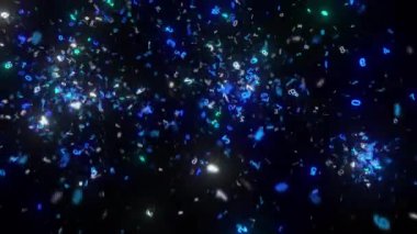 Siyah arka planda parlayan sayıların güzel patlamaları