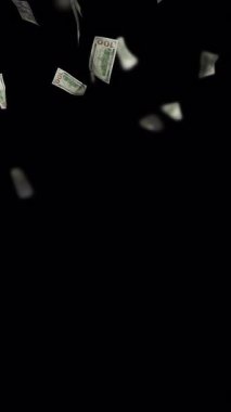 Siyah arka planda düşen dolar banknotları. Yüksek kalite düşen dolar banknotları.