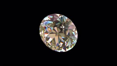 Yuvarlak elmas, şeffaf bir arkaplanda kaotik bir şekilde döner. Pürüzsüz animasyon.
