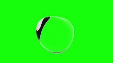 Yeşil zeminde gerçekçi bir su kabarcığı. Soyut sıvı çarpıtılmış küre. Pürüzsüz animasyon.