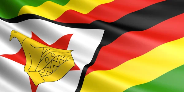 바람에 물결치는 짐바브웨의 국기. — 스톡 사진