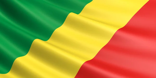 Flag of Republic of the Congo waving in the wind. — Stock Photo, Image