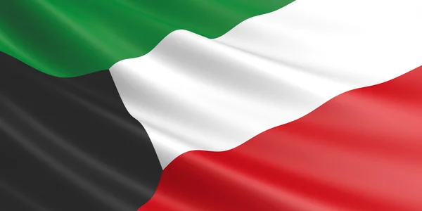 科威特国旗在风中飘扬. — 图库照片