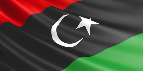 Die libysche Flagge weht im Wind. — Stockfoto