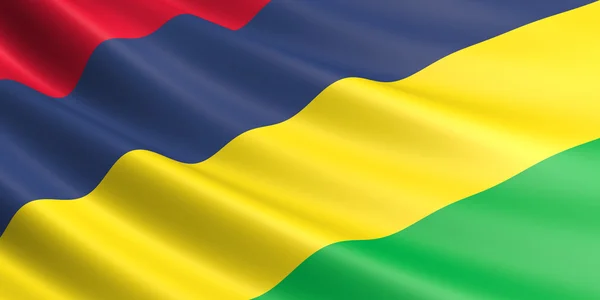 Mauricijská vlajka vlnící se ve větru. — Stock fotografie
