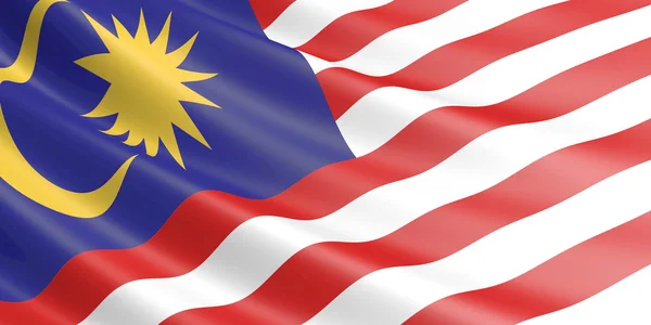 바람에 물결치는 말레이시아의 국기. — 스톡 사진