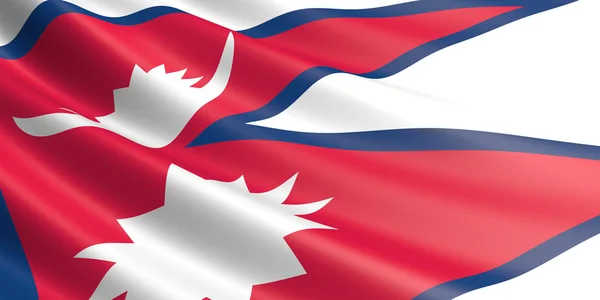 Flaga Nepalu macha na wietrze. — Zdjęcie stockowe