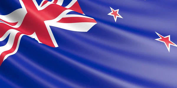 Új-Zéland integetett a szél zászlaja. — Stock Fotó