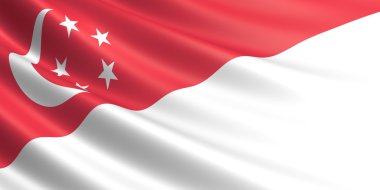Singapur rüzgarda sallayarak bayrak.
