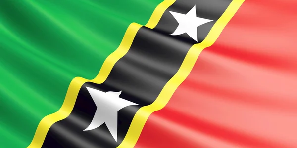 Flag of Saint Kitts and Nevis waving in the wind. — Stock Photo, Image