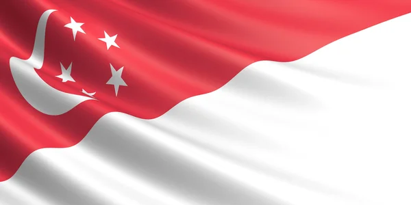 Bandiera di Singapore sventola nel vento . — Foto Stock