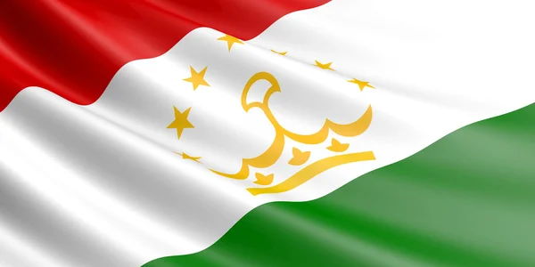 Flaga Tadżykistanu macha na wietrze. — Zdjęcie stockowe
