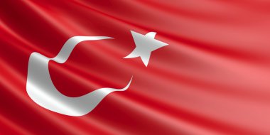 Türkiye bayrağı rüzgarda dalgalanıyor.