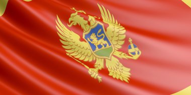 Karadağ rüzgarda sallayarak bayrak.