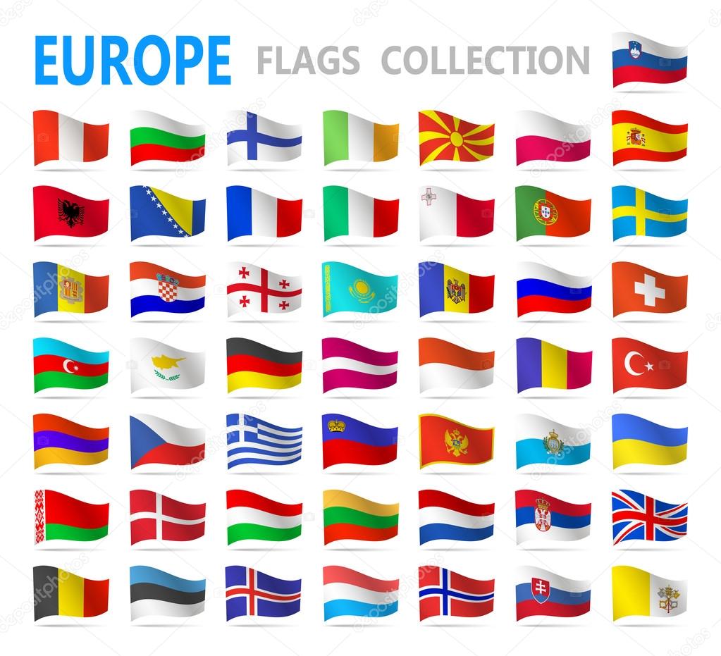 European flags - vector illustration
