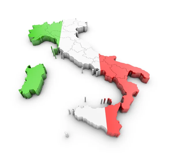 Mapa Itálie na bílém pozadí — Stock fotografie